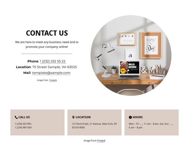 Kontakta oss design Html webbplatsbyggare