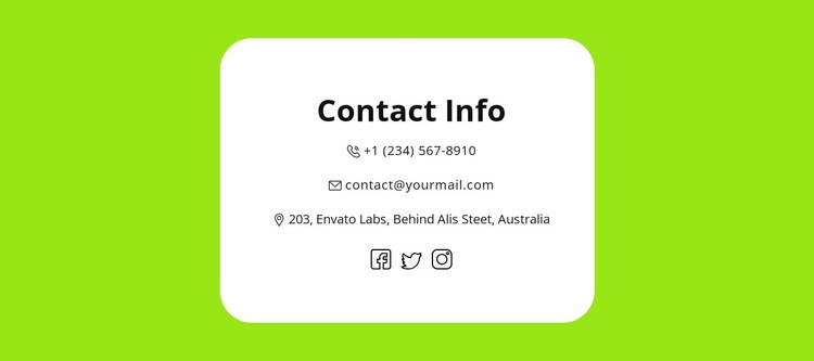 Quick contacts Landing Page