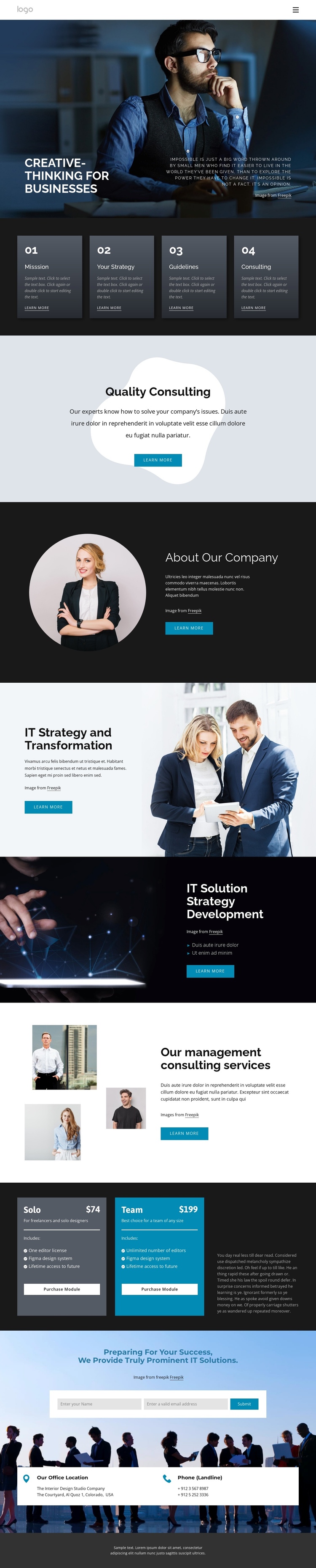 Creative-thinking for business One Page Template