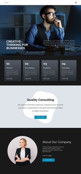 Creative-Thinking For Business - Custom Landing Page