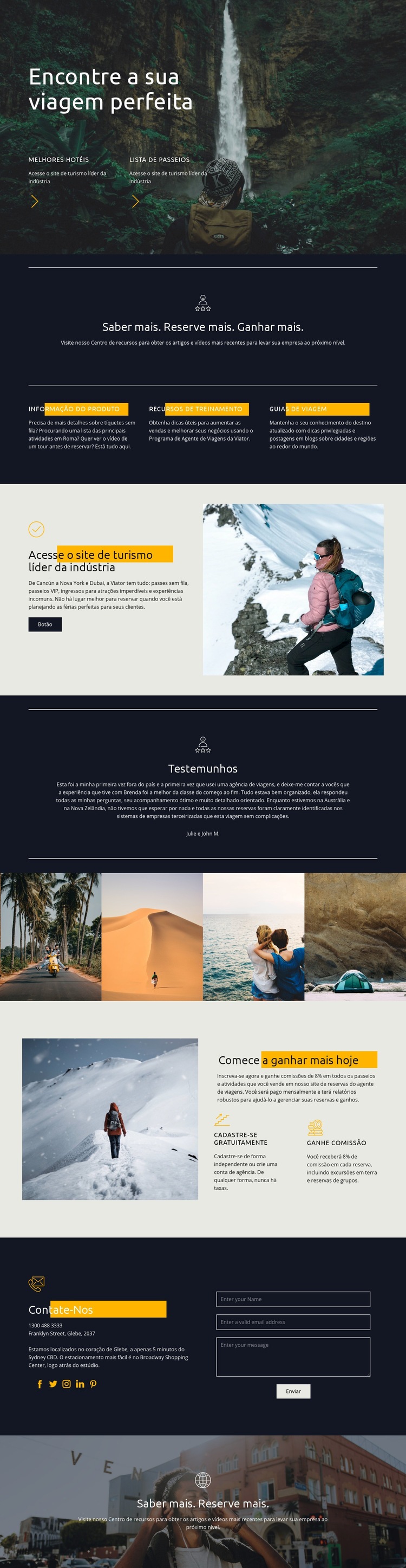 Encontre sua viagem perfeita Design do site