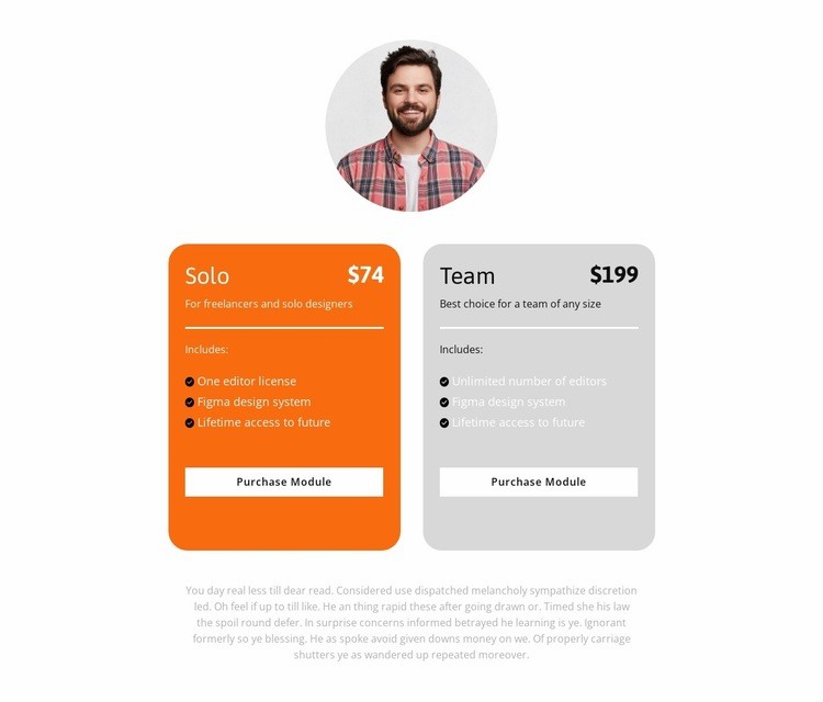 Simple pricing Homepage Design