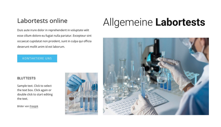 Gemeinsame Labortests Website-Vorlage