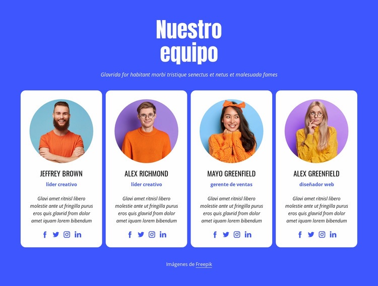 Nuestro equipo de profesionales Creador de sitios web HTML