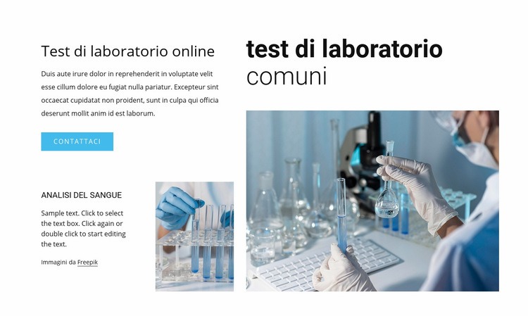 Test di laboratorio comuni Costruttore di siti web HTML