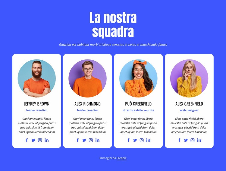 Il nostro team di professionisti Modelli di Website Builder