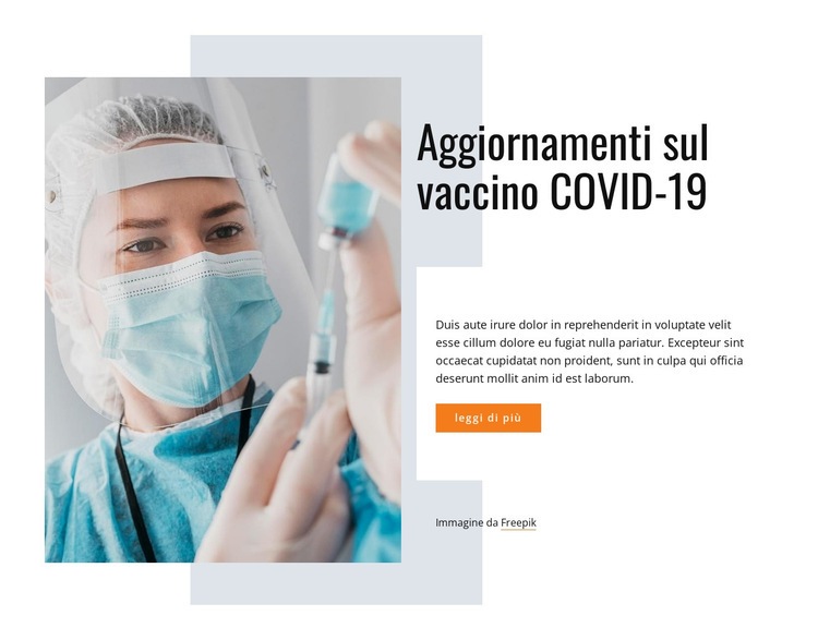 Vaccino contro il covid-19 Mockup del sito web