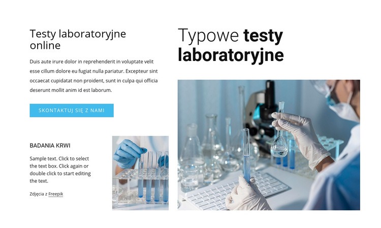 Typowe testy laboratoryjne Szablony do tworzenia witryn internetowych