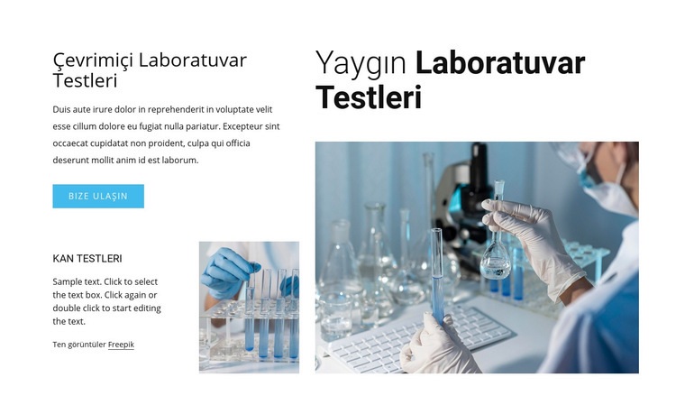 Ortak laboratuvar testleri Açılış sayfası