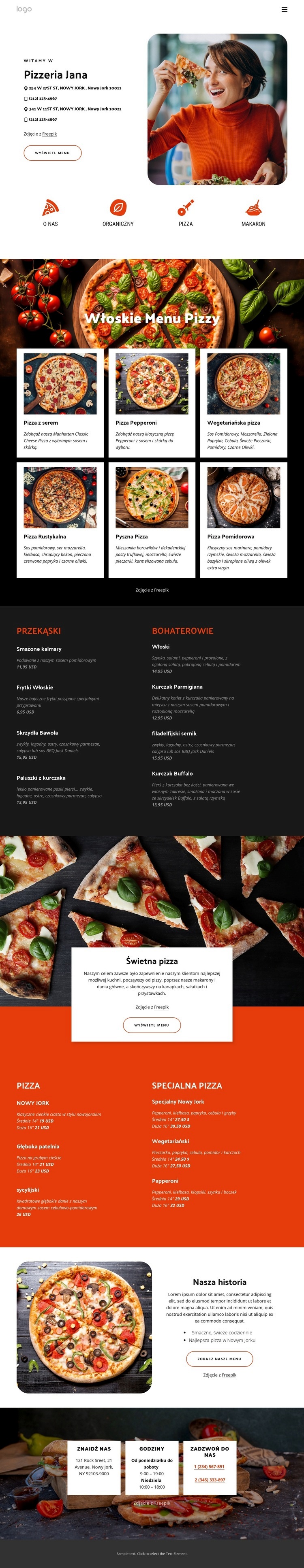 Pizzeria Projekt strony internetowej