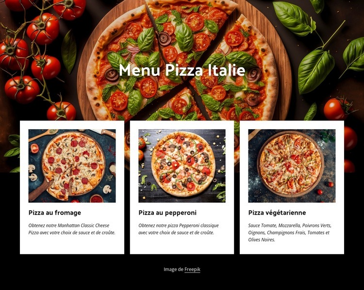 Carte des pizzas italiennes Créateur de site Web HTML