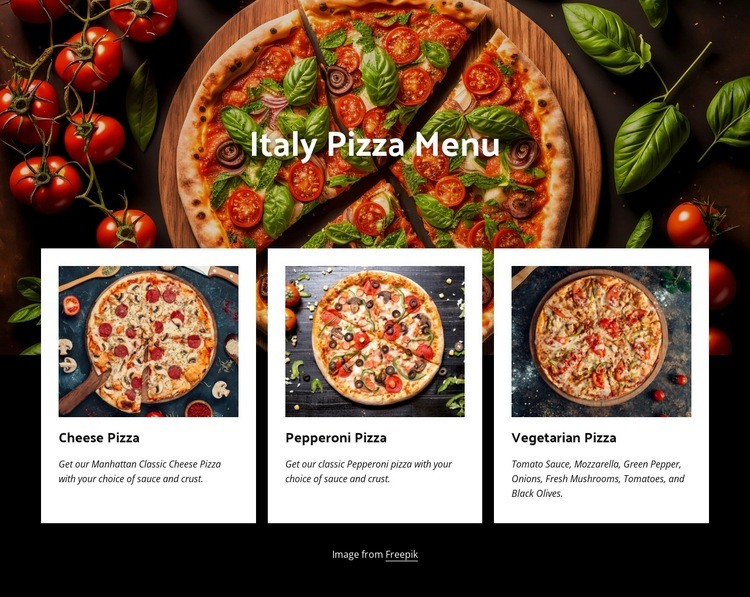 Italy pizza menu Web Page Design