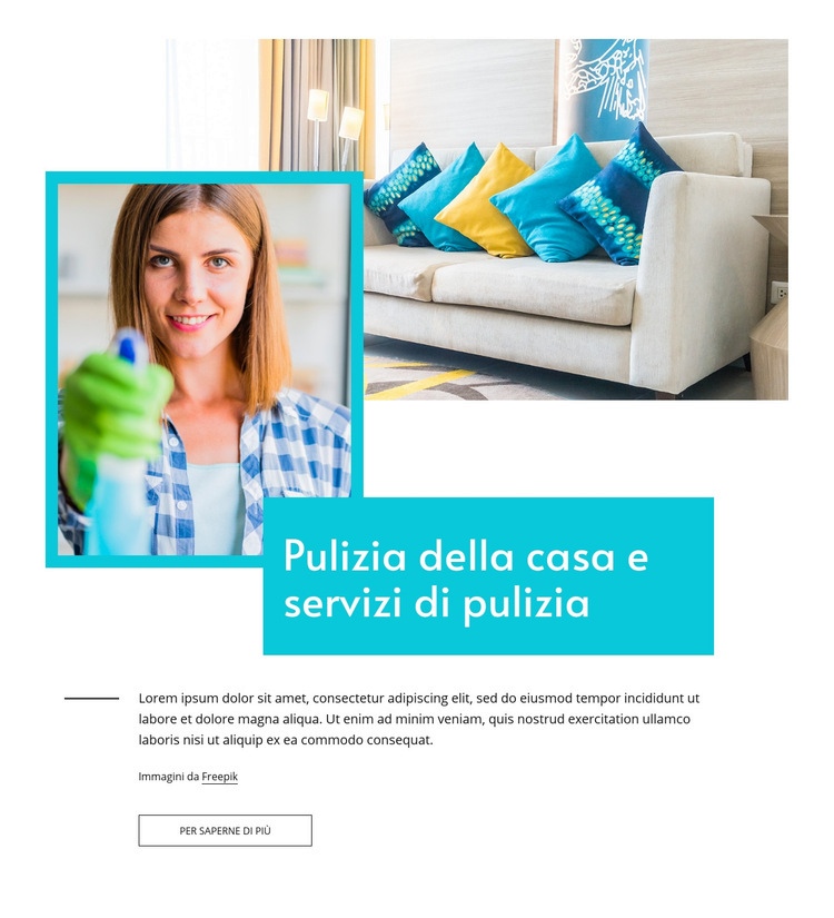 Servizi di pulizia Mockup del sito web