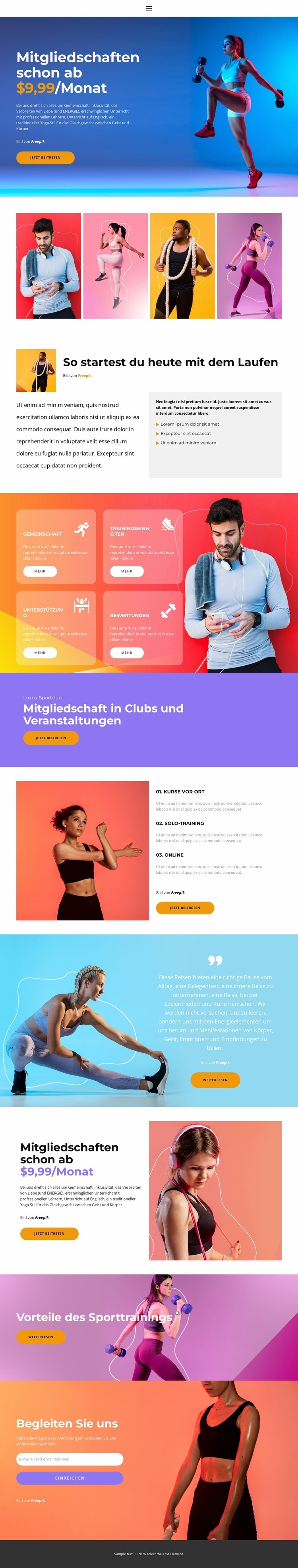 Jeden Tag Sport Landing Page