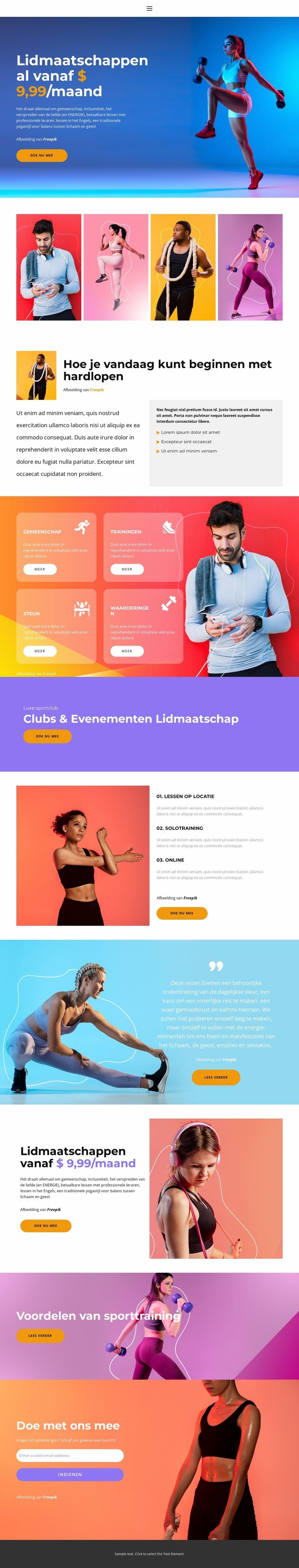 Elke dag sporten Website mockup