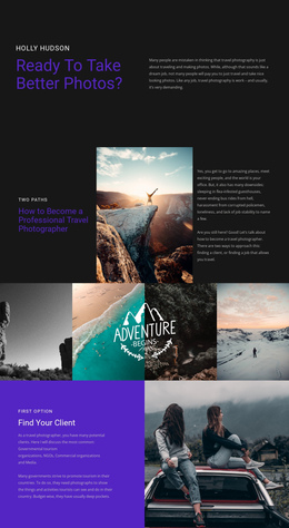 Landing Page For Travel And Photography