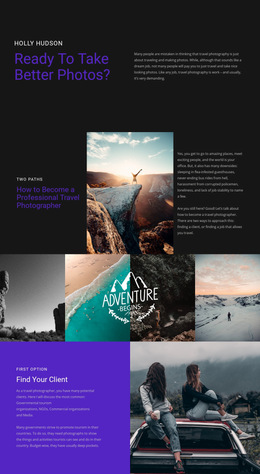 Landing Page For Travel And Photography