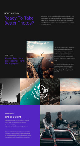 Travel And Photography - Functionality Web Page Design