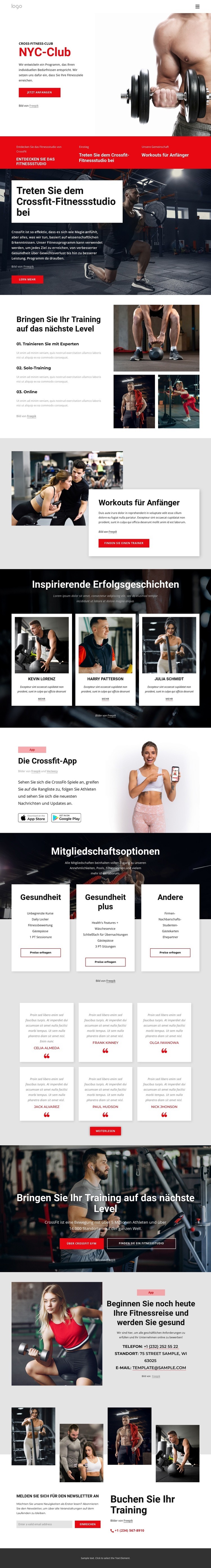 Crossfitnessclub Website-Modell