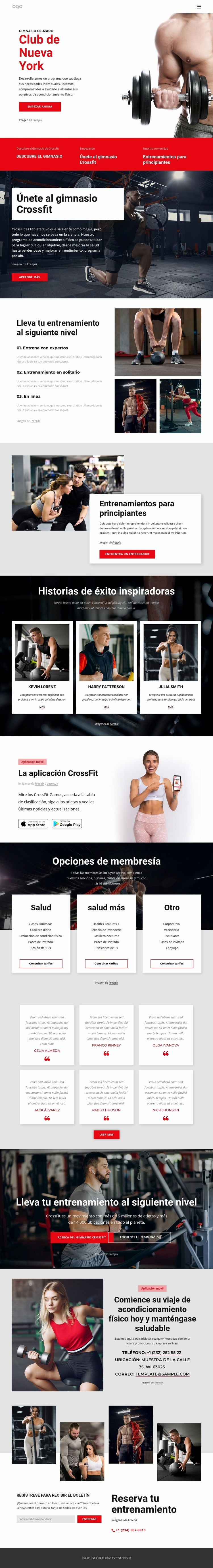 club de fitness cruzado Diseño de páginas web