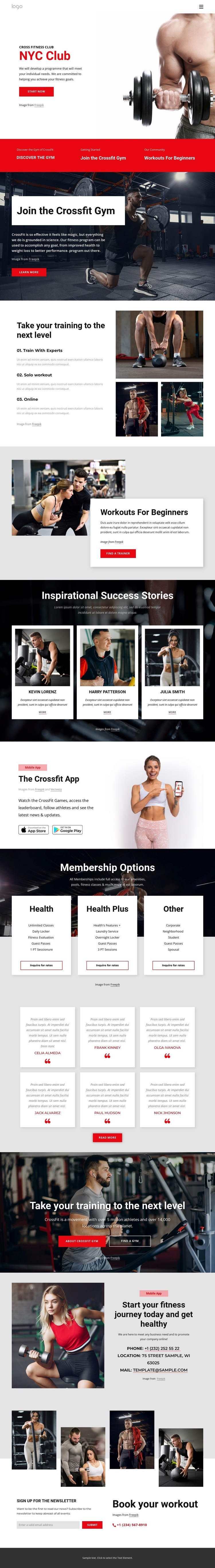 Cross fitness club Homepage Design