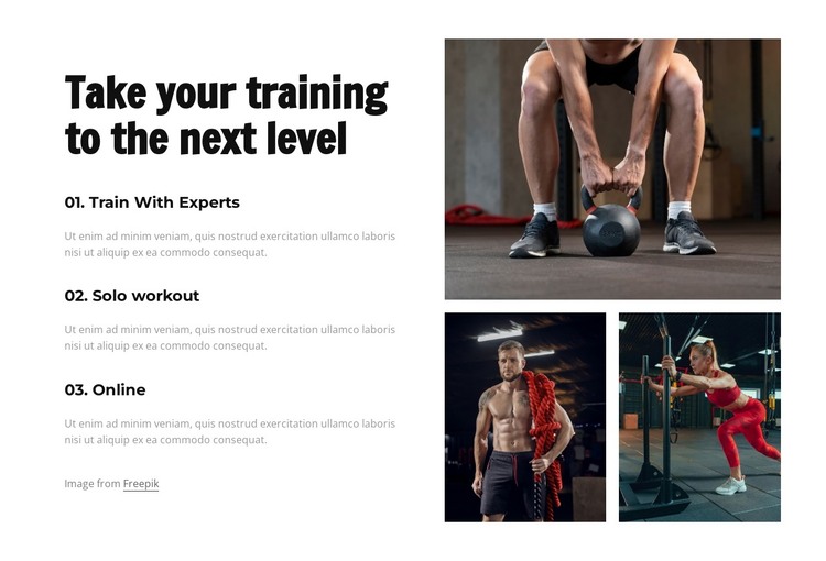 Take your training to the next level HTML Template