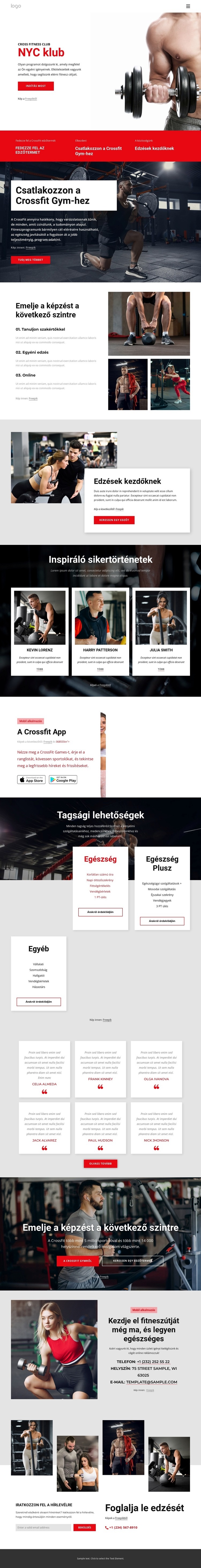 Cross fitness klub Weboldal sablon