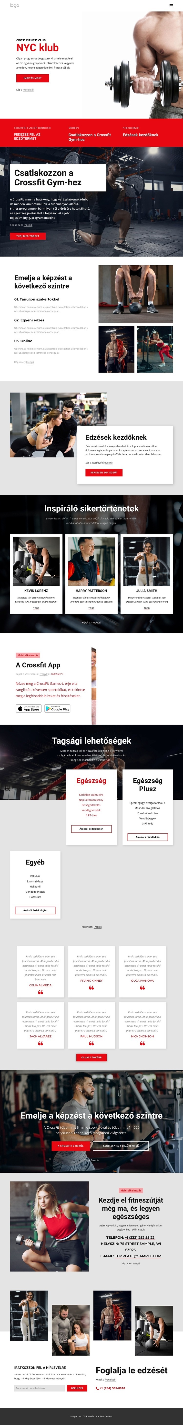Cross fitness klub Weboldal tervezés