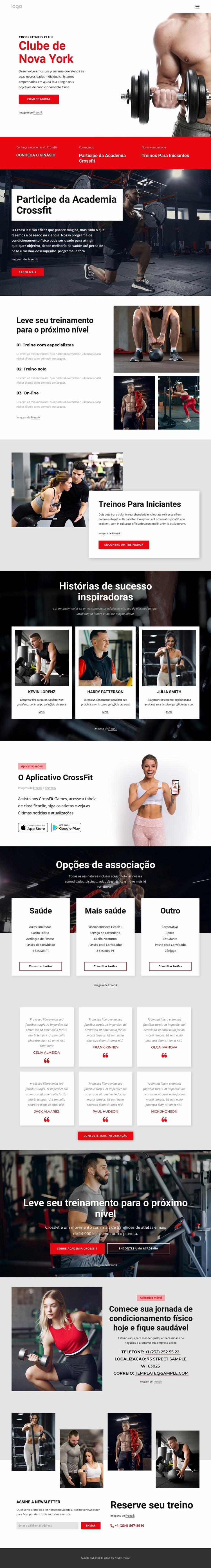 clube de fitness cruzado Design do site