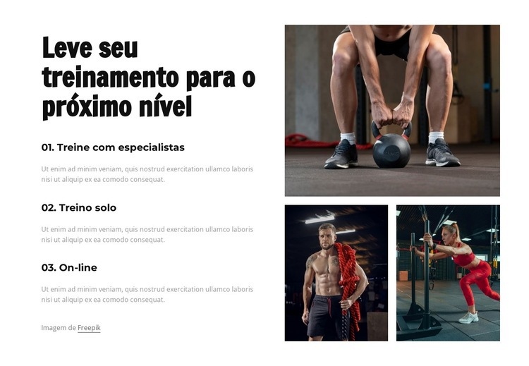 Leve seu treinamento para o próximo nível Design do site