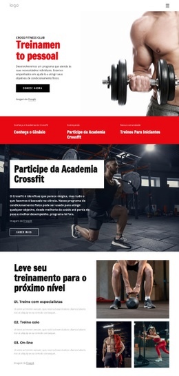 Página Inicial Do Site Para Clube De Fitness Cruzado