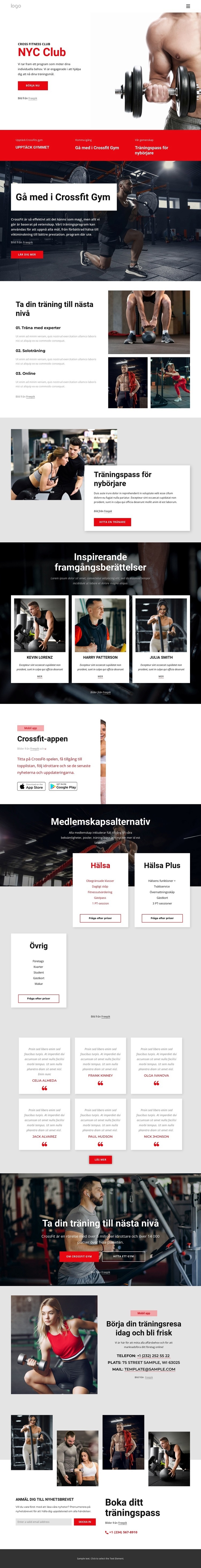 Cross fitnessklubb HTML-mall