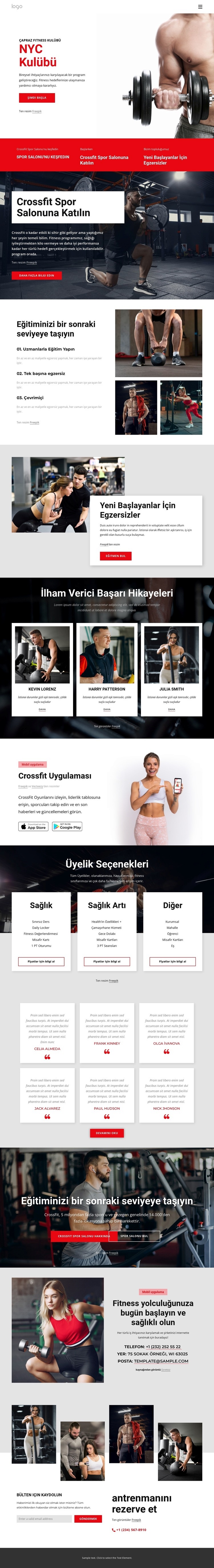 Çapraz fitness kulübü Web Sitesi Oluşturucu Şablonları