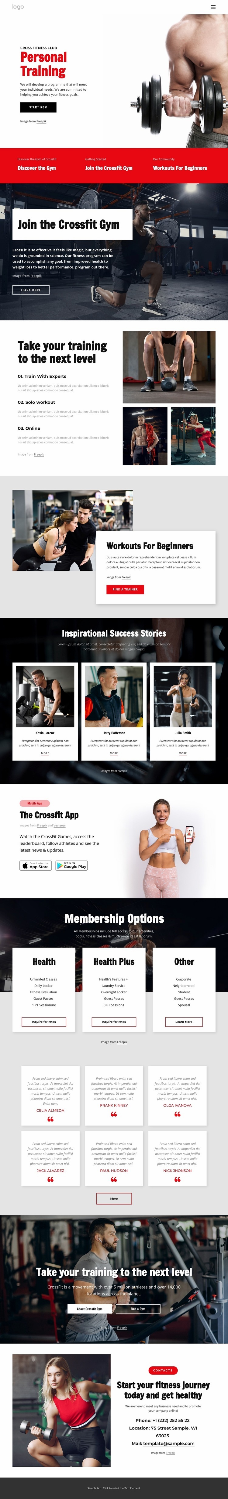Cross fitness club Web Page Design