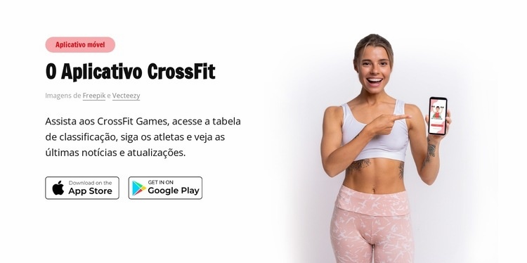 O aplicativo crossfit Design do site