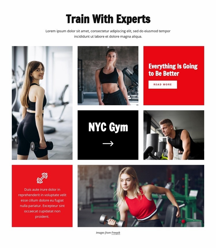 Train with experts Homepage Design