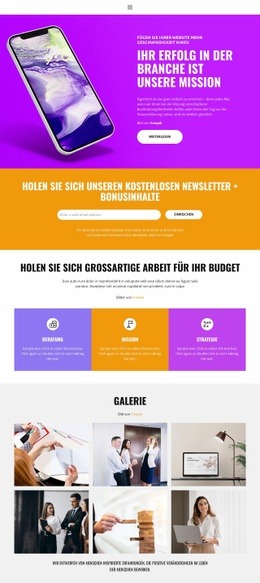 Homepage-Abschnitte Für Kostenloses Geschäft