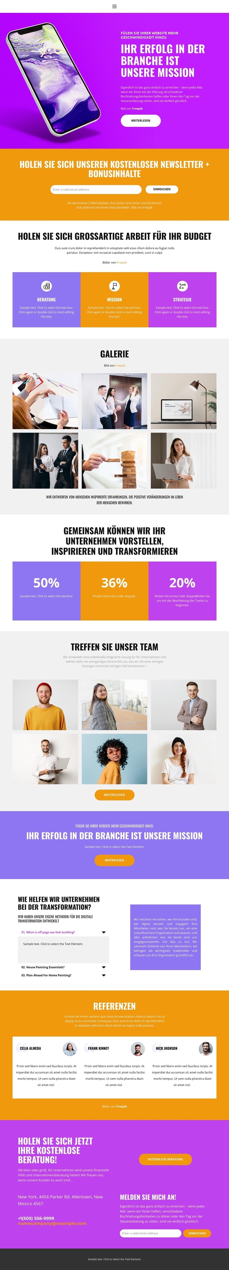 Kostenloses Geschäft Website-Vorlage