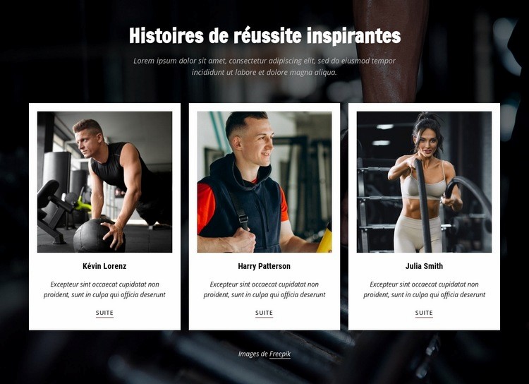 Histoires de réussite inspirantes Page de destination