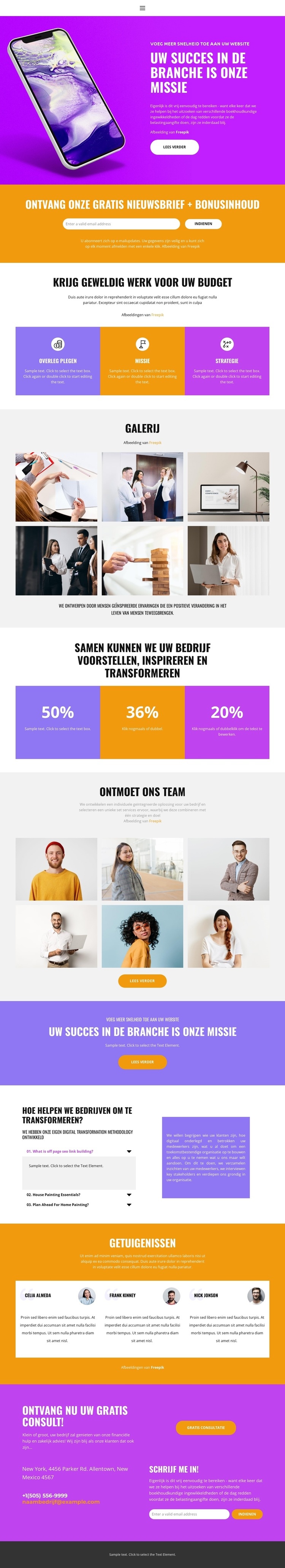 Gratis zakendoen Website ontwerp