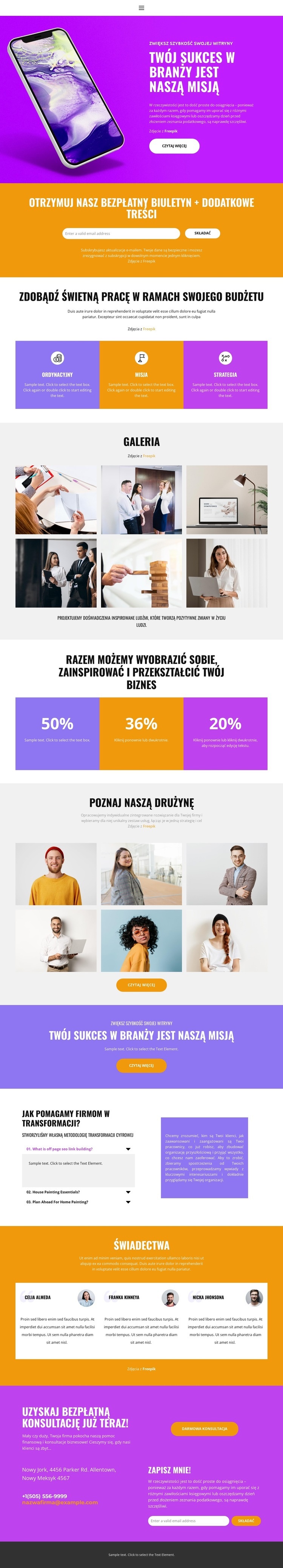 Bezpłatny biznes Kreator witryn internetowych HTML