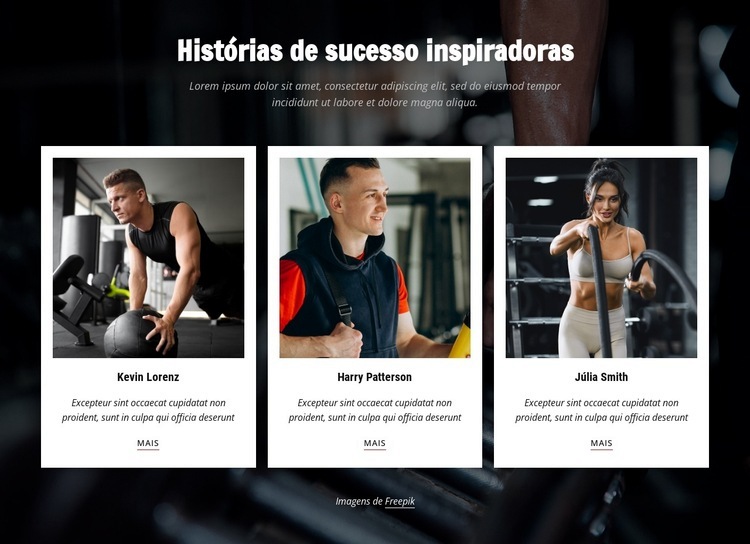 Histórias de sucesso inspiradoras Design do site