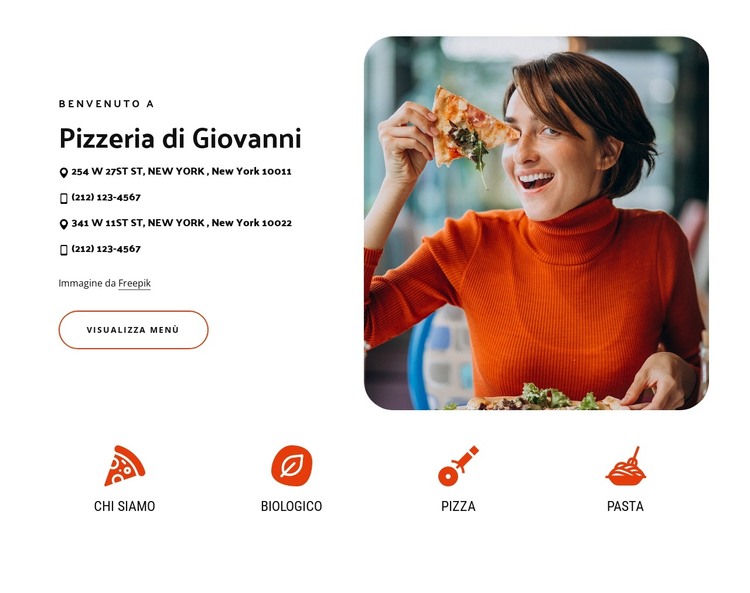 Ordina pizza, pasta, panini Modello HTML