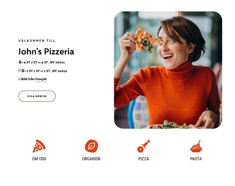 Beställ pizza, pasta, smörgåsar CSS -mall