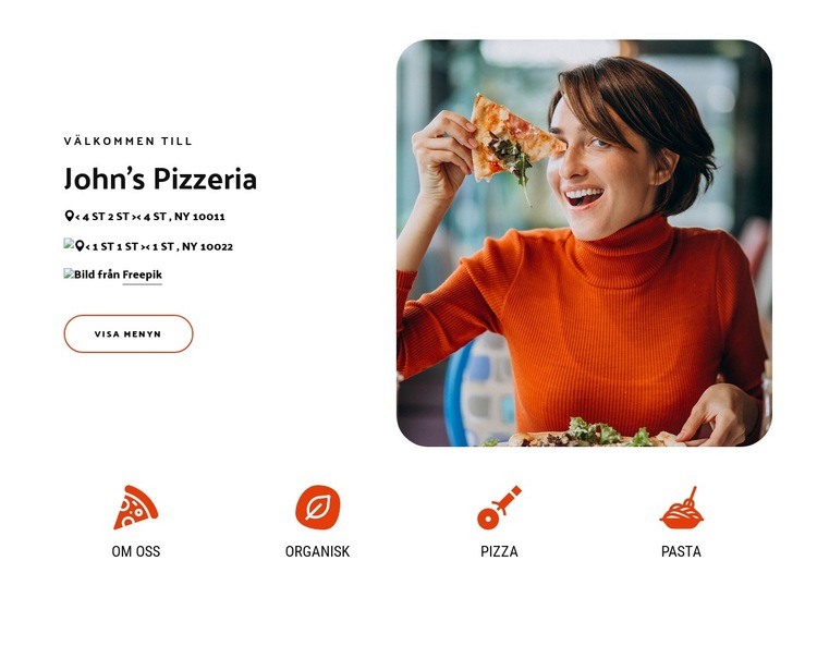 Beställ pizza, pasta, smörgåsar Webbplats mall