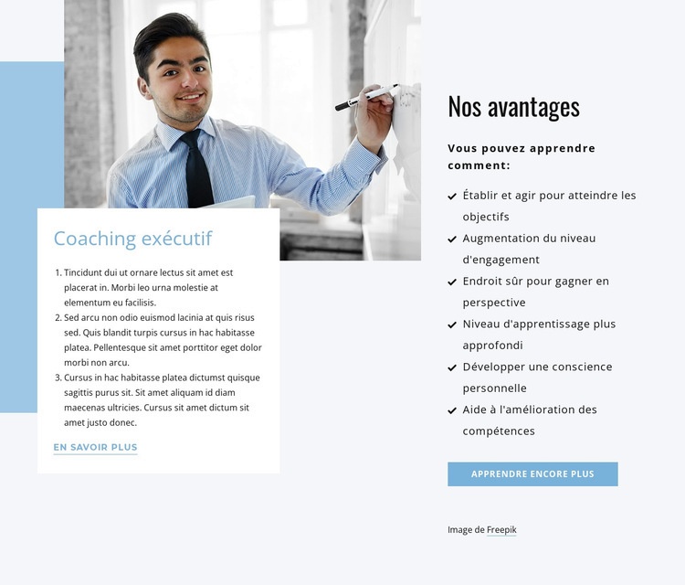 Exécuter le coaching Maquette de site Web