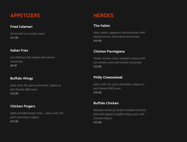 Discover classic and new menu items Homepage Design