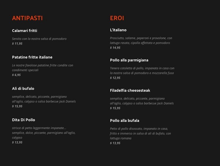 Scopri le voci di menu classiche e nuove Progettazione di siti web