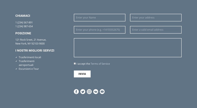 Chiamami o scrivi Mockup del sito web