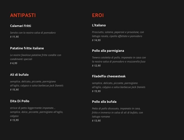 Scopri le voci di menu classiche e nuove Un modello di pagina